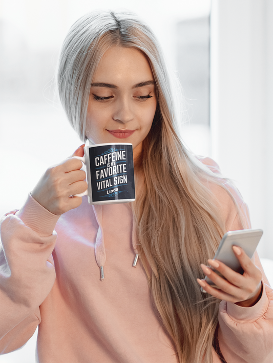 Gepersonaliseerde Koffiemok | Voeg Je Eigen Naam of Bericht Toe |Initialen Koffiemok | Monogram Elegantie voor Je Ochtend | Aangepaste Mok (11, 15oz)