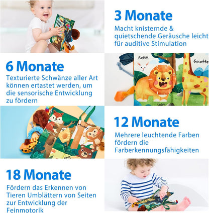 Hahaland 3D Sensory Soft Fabric Crinkle Quiet Book - Ideal Gift for Infants (0-6 Months)