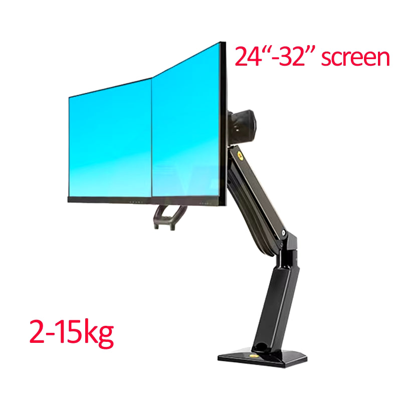 F32 24"-32 Inch Full Motion Air Press Gas Spring Dual Lcd Monitor Stand Sit Stand Workstation 360 Rotate 2-15Kg