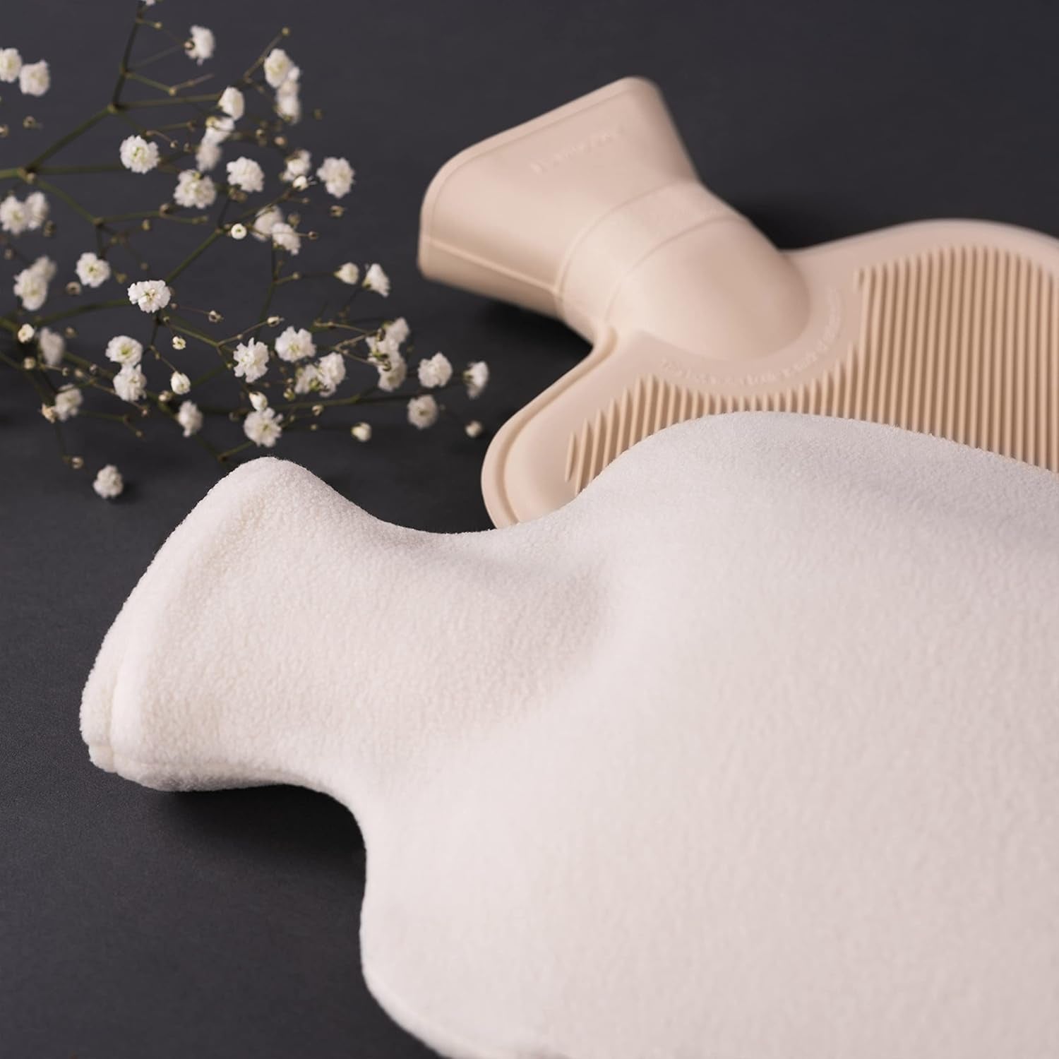 Indulge in Comfort: Luxurious Leak-Proof Blumtal Premium Hot Water Bottle with Plush Polar Fleece Cover - Elegant White Design