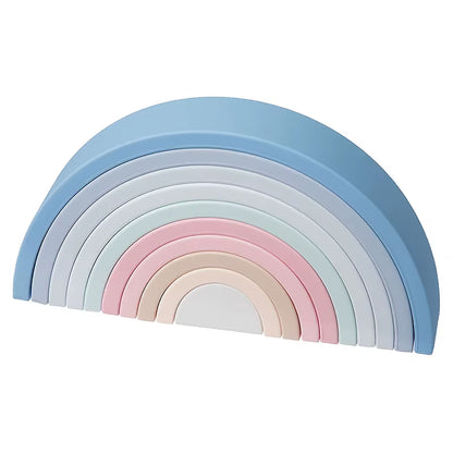 TYRY.HU BPA Free Rainbow Silicone Baby Building Blocks - 6-10 Pcs Soft 3D Educational Montessori Toys & Teething Gifts for Kids