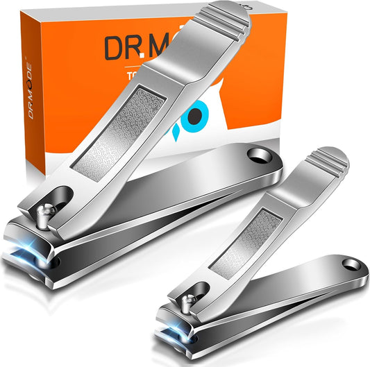 DRMODE Nagelknipser Für Fingernägel & Fußnägel Mit Build-In Nagelfeile,Edelstahl Scharf Nagelzwicker Nail Clipper Nagelpflegeset Für Damen Und Herren - 2Pcs