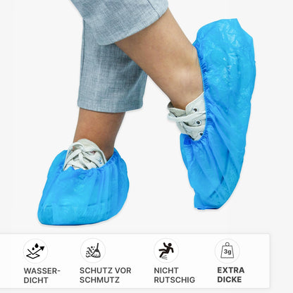 ARNOMED Einweg Schuhüberzieher - 200 Stück | Wasserdichte CPE Überschuhe, Latexfrei - Ideale Schuhschutz für Baustellen und Regen