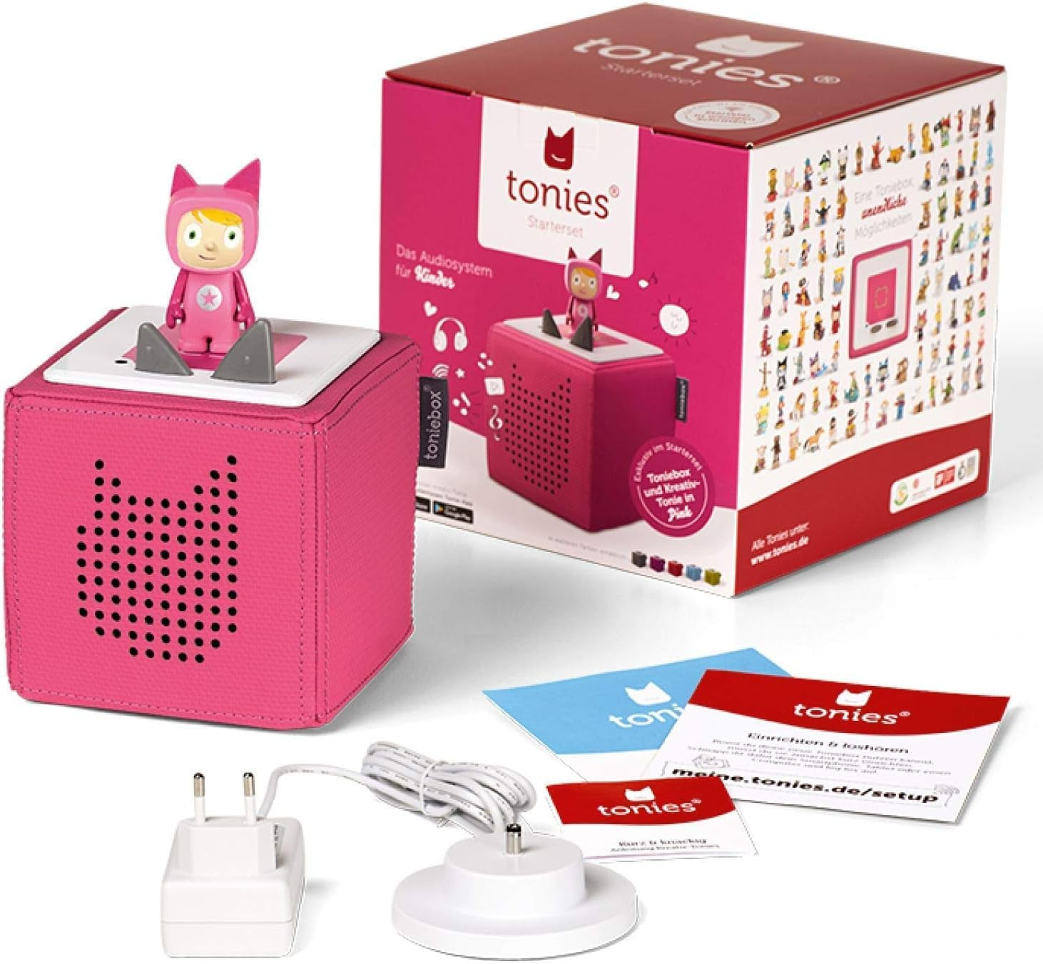 Tonies Toniebox Starter Set - Pink Kids' Wireless Audio Player with Creative Figure & 7-Hour Battery - Ideal for Audiobooks & Songs!