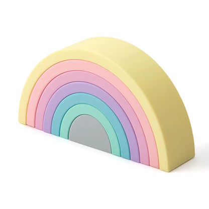 TYRY.HU BPA Free Rainbow Silicone Baby Building Blocks - 6-10 Pcs Soft 3D Educational Montessori Toys & Teething Gifts for Kids