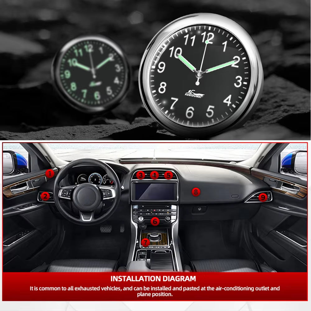 Luminous Mini Digital Car Clock - Stick-On Quartz Timepiece for Automotive Decor and Accessories