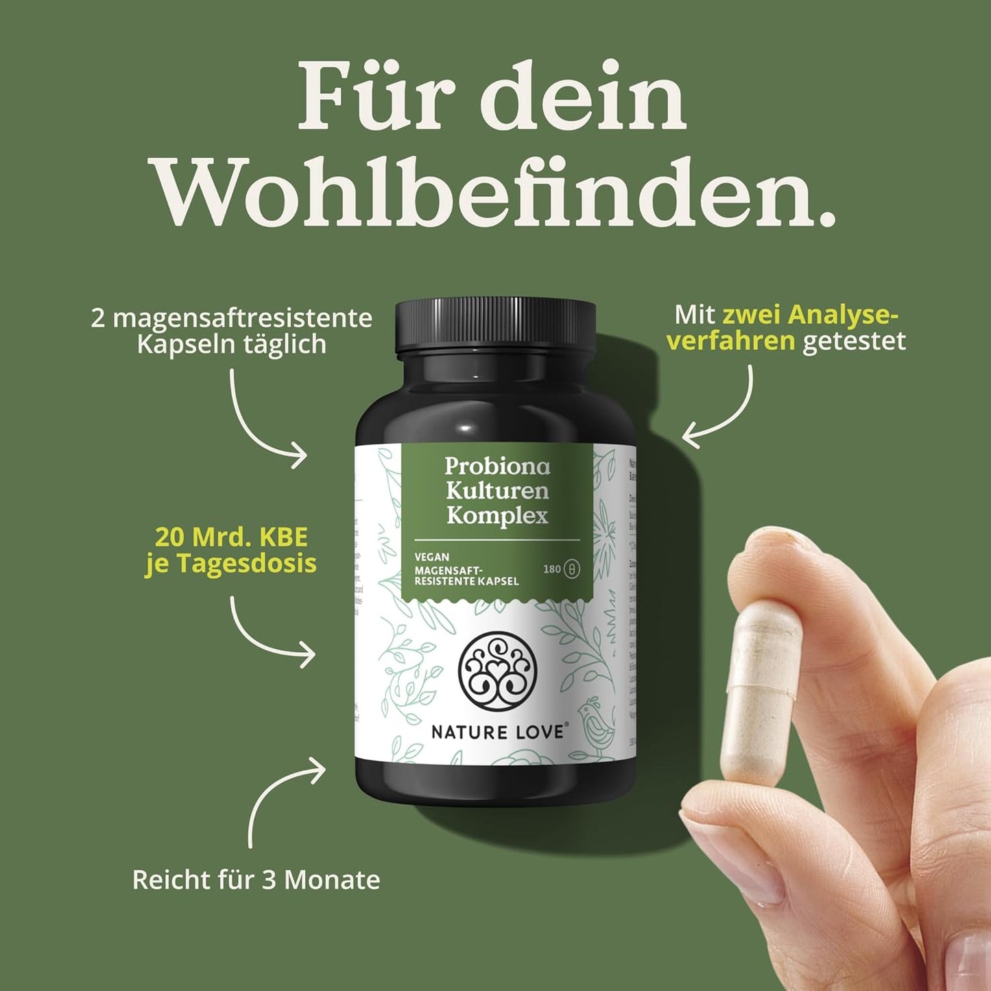 Probiona Komplex - Die Wichtigsten Bakterienstämme Für Deine Darmflora - 300 Mrd. Kbe/G - Magensaftresistent & Vegan - Mit Lactobacillus & Bifidobakterien, Hochdosierte 20 Mrd Kbe/Tagesdosis, 3 Monate