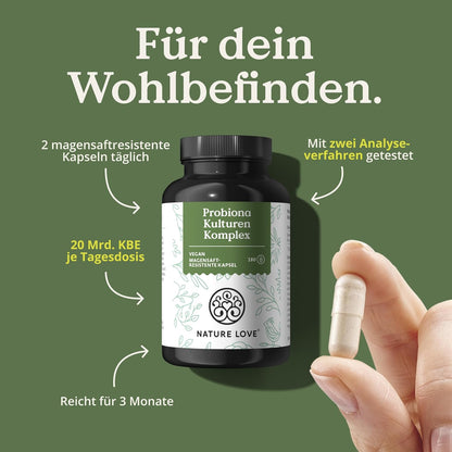 Probiona Komplex - Die Wichtigsten Bakterienstämme Für Deine Darmflora - 300 Mrd. Kbe/G - Magensaftresistent & Vegan - Mit Lactobacillus & Bifidobakterien, Hochdosierte 20 Mrd Kbe/Tagesdosis, 3 Monate