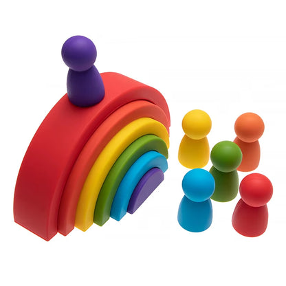 TYRY.HU BPA Free Rainbow Silicone Baby Building Blocks - 6-10 Pcs Soft 3D Educational Montessori Toys & Teething Gifts for Kids