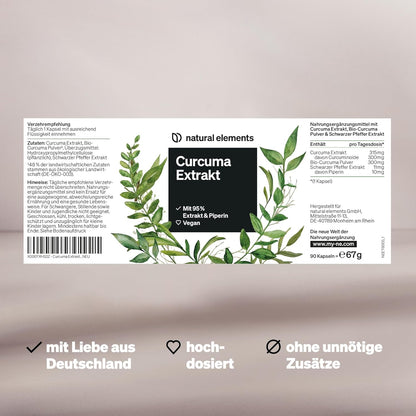 Curcuma Extrakt – Hochdosiert: Curcumingehalt EINER Kapsel Entspricht 10.000Mg Kurkuma – Hochdosiert Aus 95% Extrakt – 90 Kapseln – Laborgeprüft, Vegan Und in Deutschland Produziert