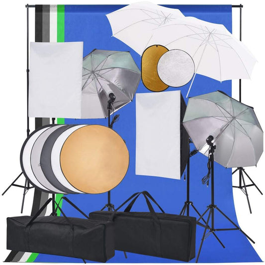 Fotostudio Set Softbox-Lampen Schirm Hintergrund Reflektor Studioset Vidaxl