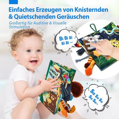 Hahaland 3D Sensory Soft Fabric Crinkle Quiet Book - Ideal Gift for Infants (0-6 Months)