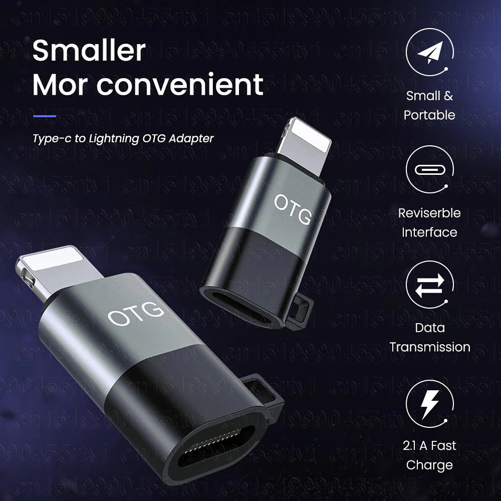 USB Type C to 8-Pin OTG Adapter for Iphone 13 12 11 Pro Max XR 2A Fast Charging Data Cable Converter for Earphone U Disk