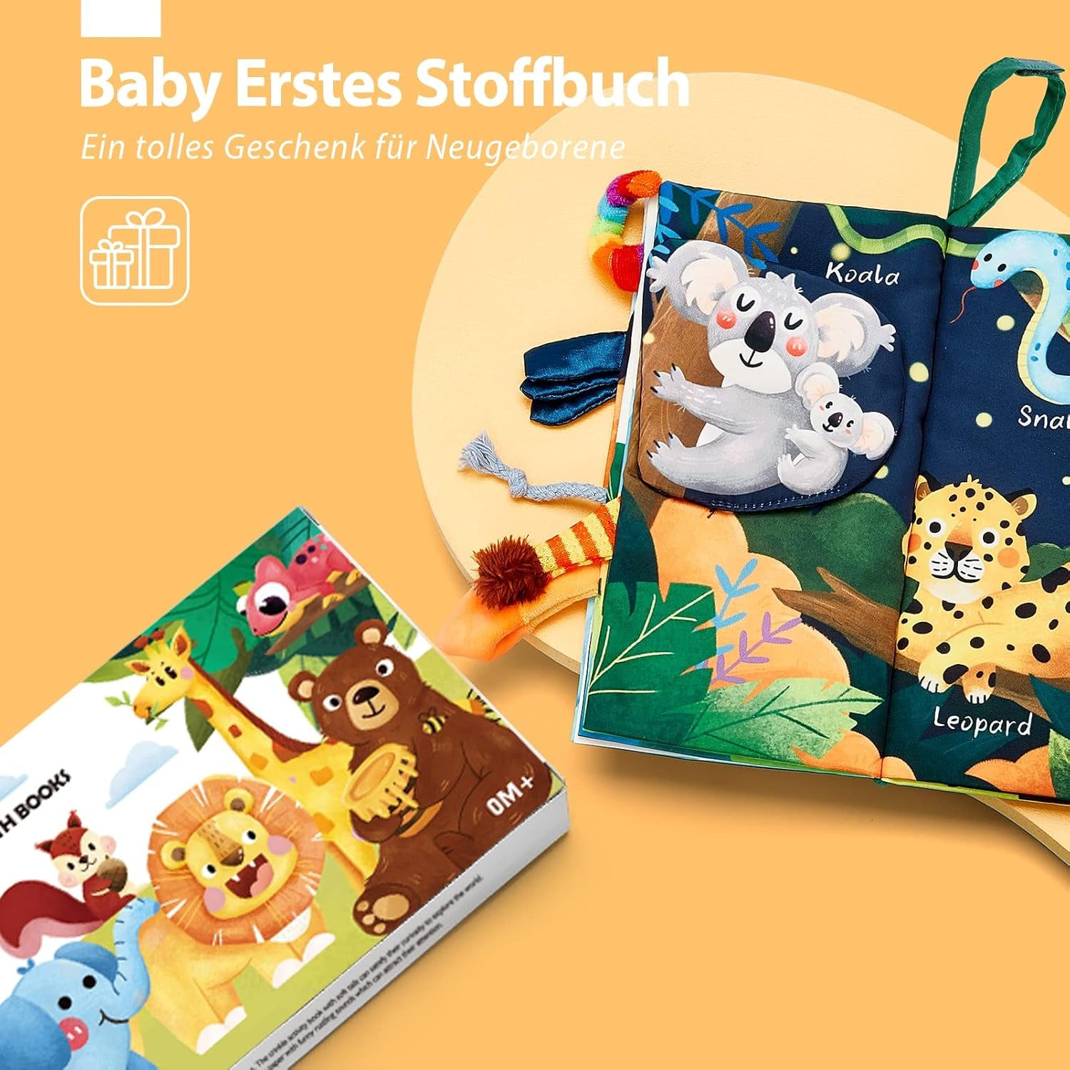 Hahaland 3D Sensory Soft Fabric Crinkle Quiet Book - Ideal Gift for Infants (0-6 Months)