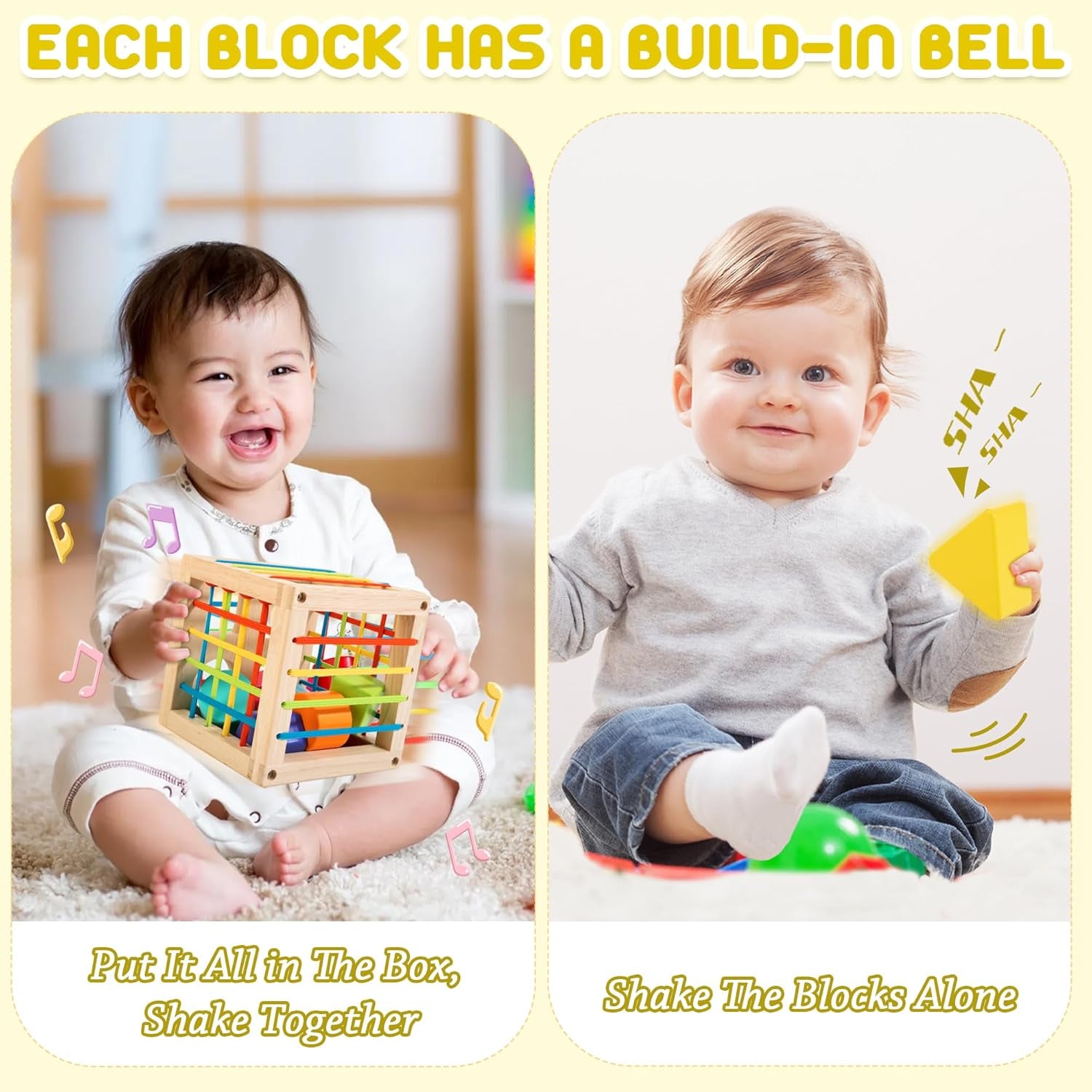 Montessori Holzspielzeug für Kleinkinder - Sensomotorisches Sortierspiel ab 1 Jahr, Ideales Geschenk für Jungen und Mädchen!