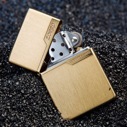 Zorro Original Copper Light Plate Gold Brushed Pure Copper Windproof Kerosene Lighter Narrow Machine Men'S Cool