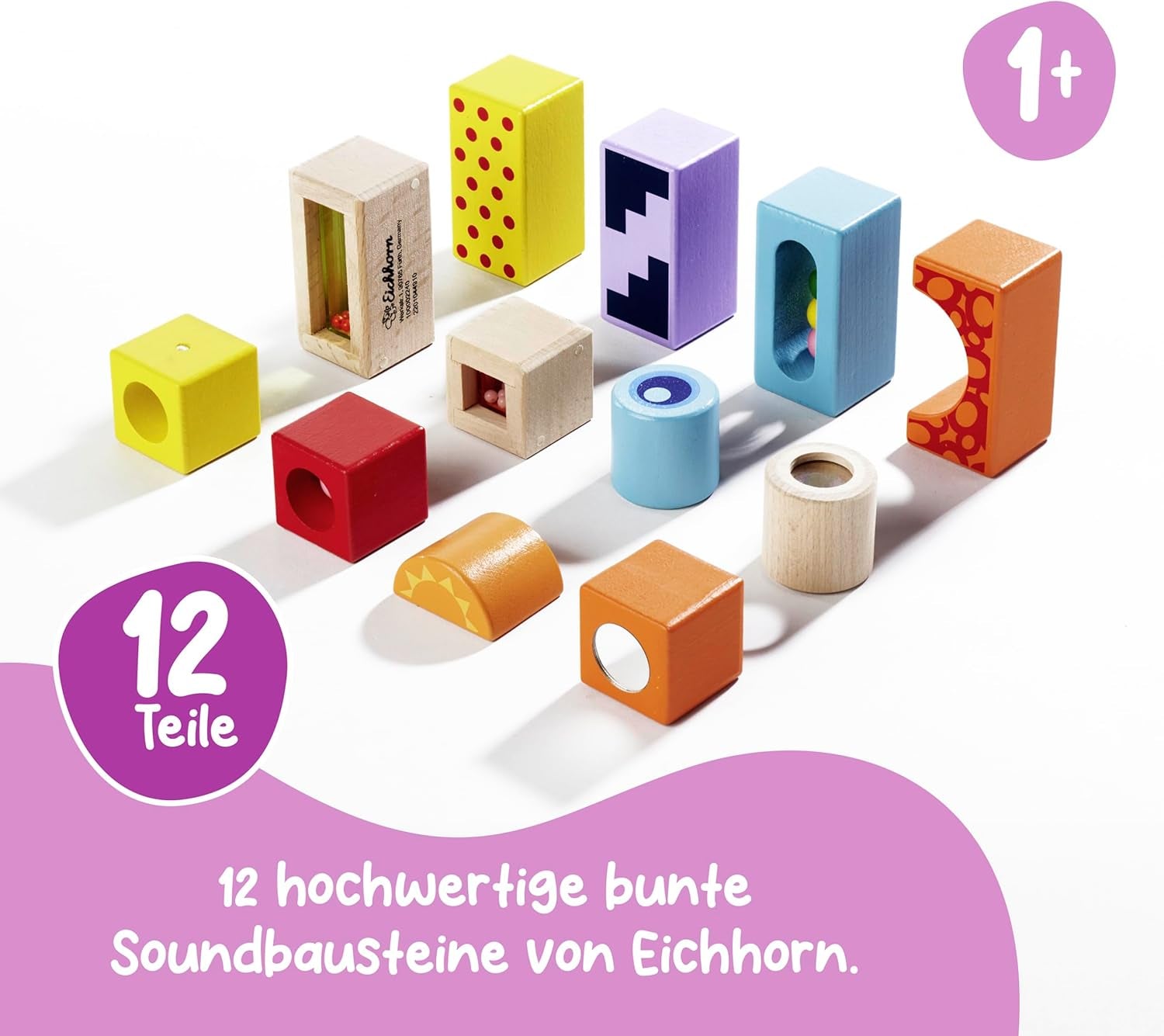 Eichhorn Klangbausteine - 12 Farbige Geräusch-Hölzer für Spaß und Lernen ab 12 Monaten!