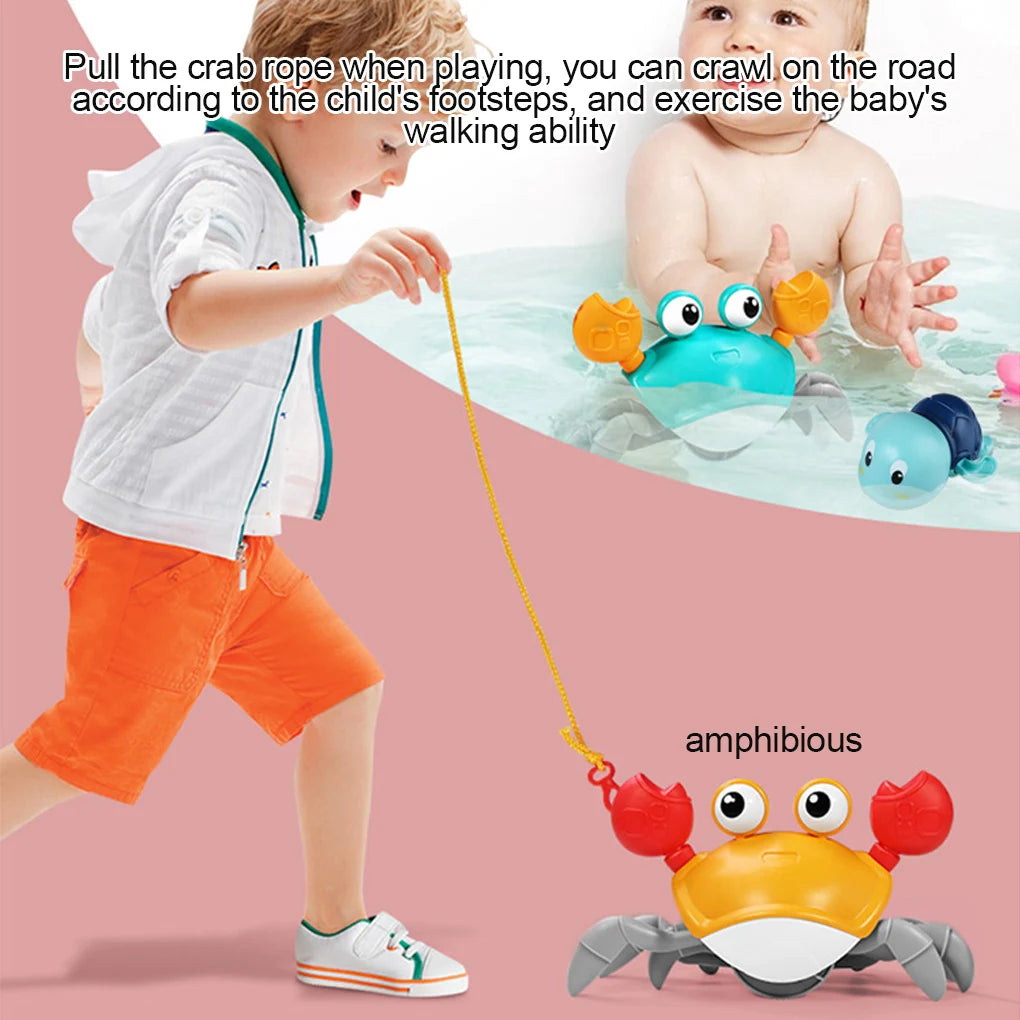 Interactive Portable Baby Bath Tub Crab Toy - Fun Clockwork Water Play for Learning and Walking Skills!