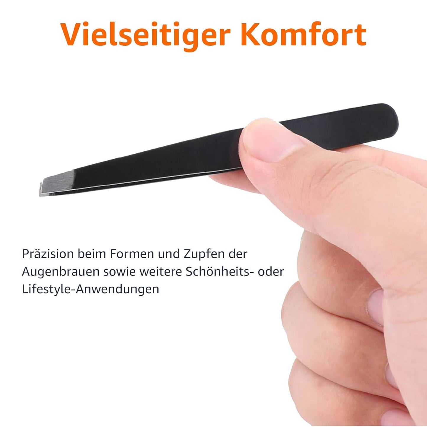 Amazon Basics Professionelle Edelstahl Pinzette mit Schräger Spitze – Perfekt für Haarentfernung, Ideal für die tägliche Beauty-Routine, Inklusive Reiseetui, Schwarz, 1er-Pack