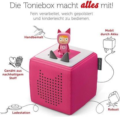 Tonies Toniebox Starter Set - Pink Kids' Wireless Audio Player with Creative Figure & 7-Hour Battery - Ideal for Audiobooks & Songs!