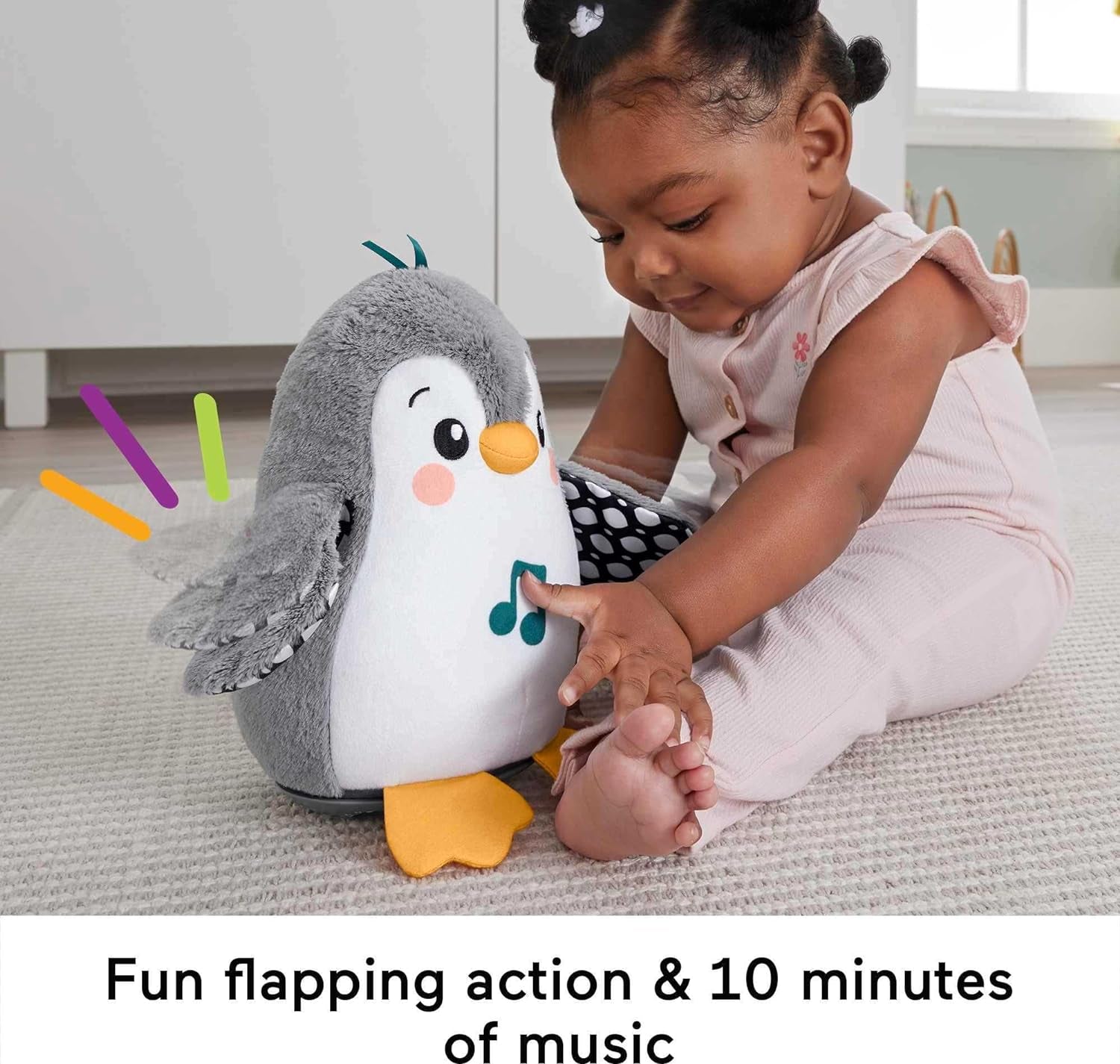 FISHER-PRICE Wackelnder Pinguin - Plüschspielzeug Für Babys Zum Spielen in Bauchlage Mit Musik Und Wackelnden Bewegungen, Fördert Seh-, Tast- Und Hörsinn, Für Babys Ab Geburt, HNC10