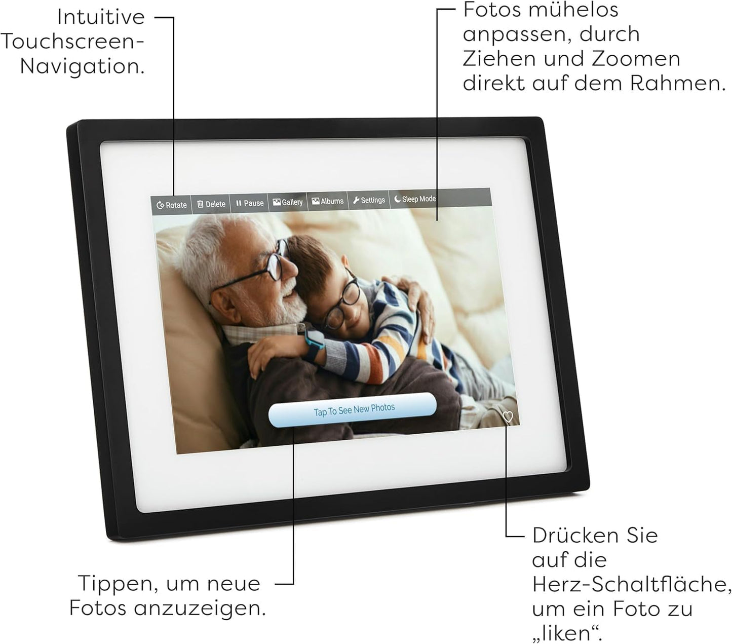 Frame - 10" WLAN Digitaler Bilderrahmen mit Touch-Screen | Sofort Fotos per E-Mail oder App senden | Ideales Geschenk mit Cloud Storage