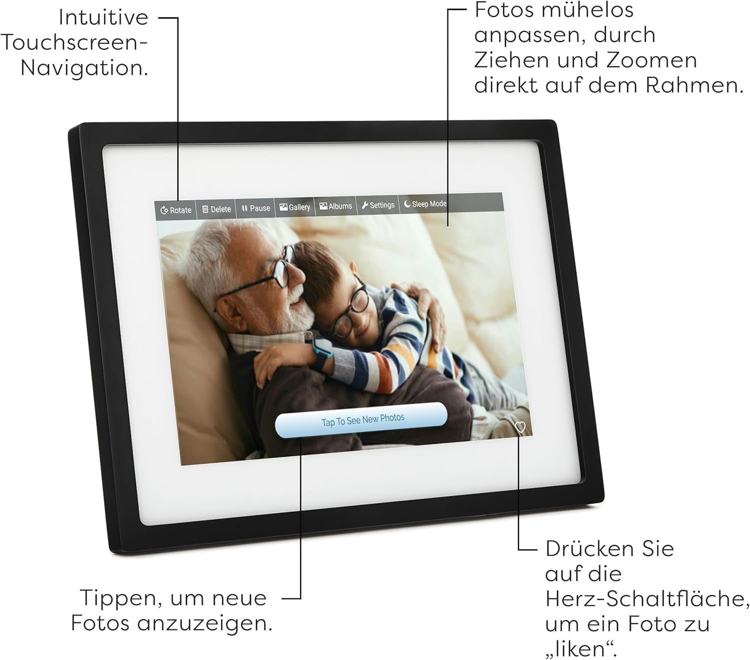 Frame - 10" WLAN Digitaler Bilderrahmen mit Touch-Screen | Sofort Fotos per E-Mail oder App senden | Ideales Geschenk mit Cloud Storage