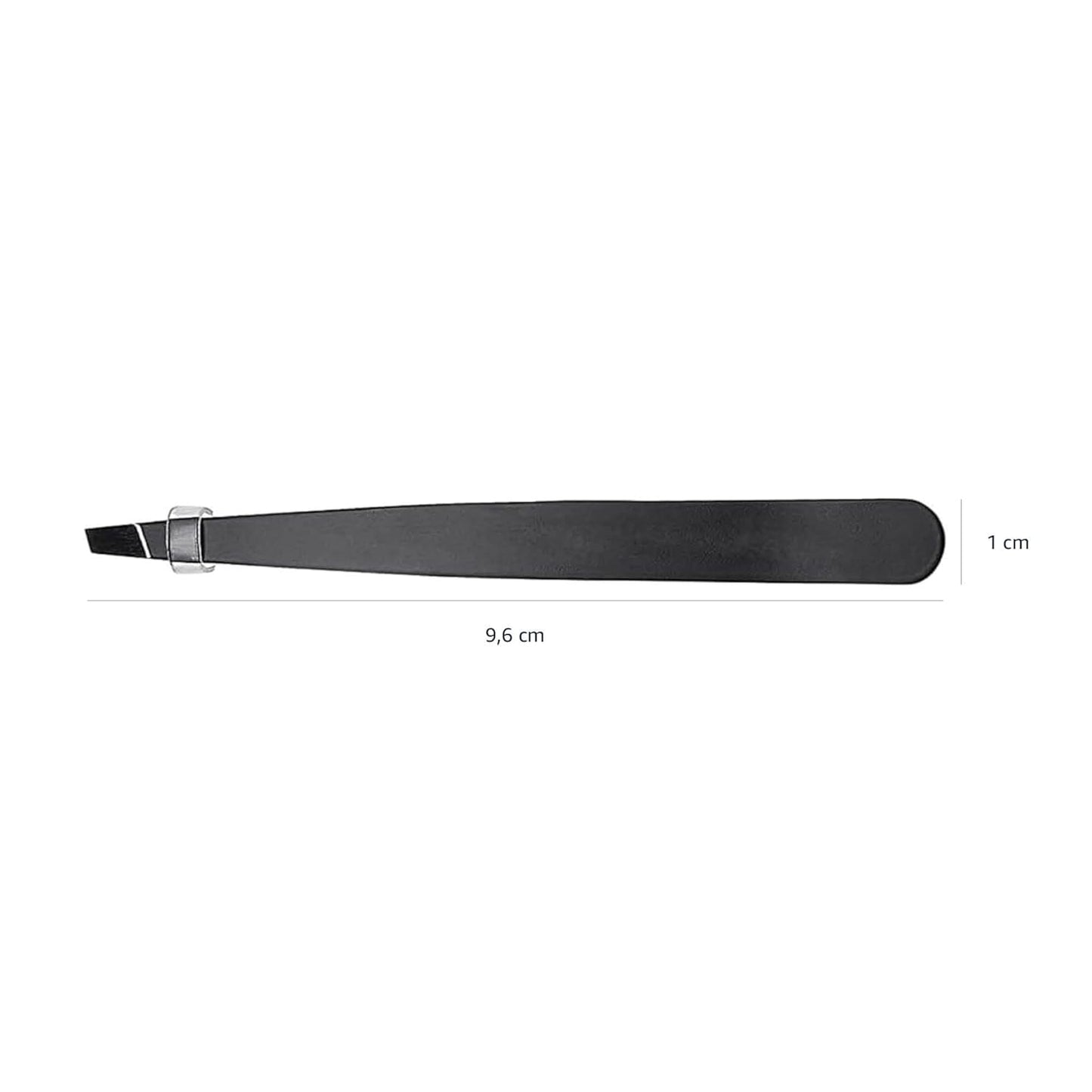 Amazon Basics Professionelle Edelstahl Pinzette mit Schräger Spitze – Perfekt für Haarentfernung, Ideal für die tägliche Beauty-Routine, Inklusive Reiseetui, Schwarz, 1er-Pack