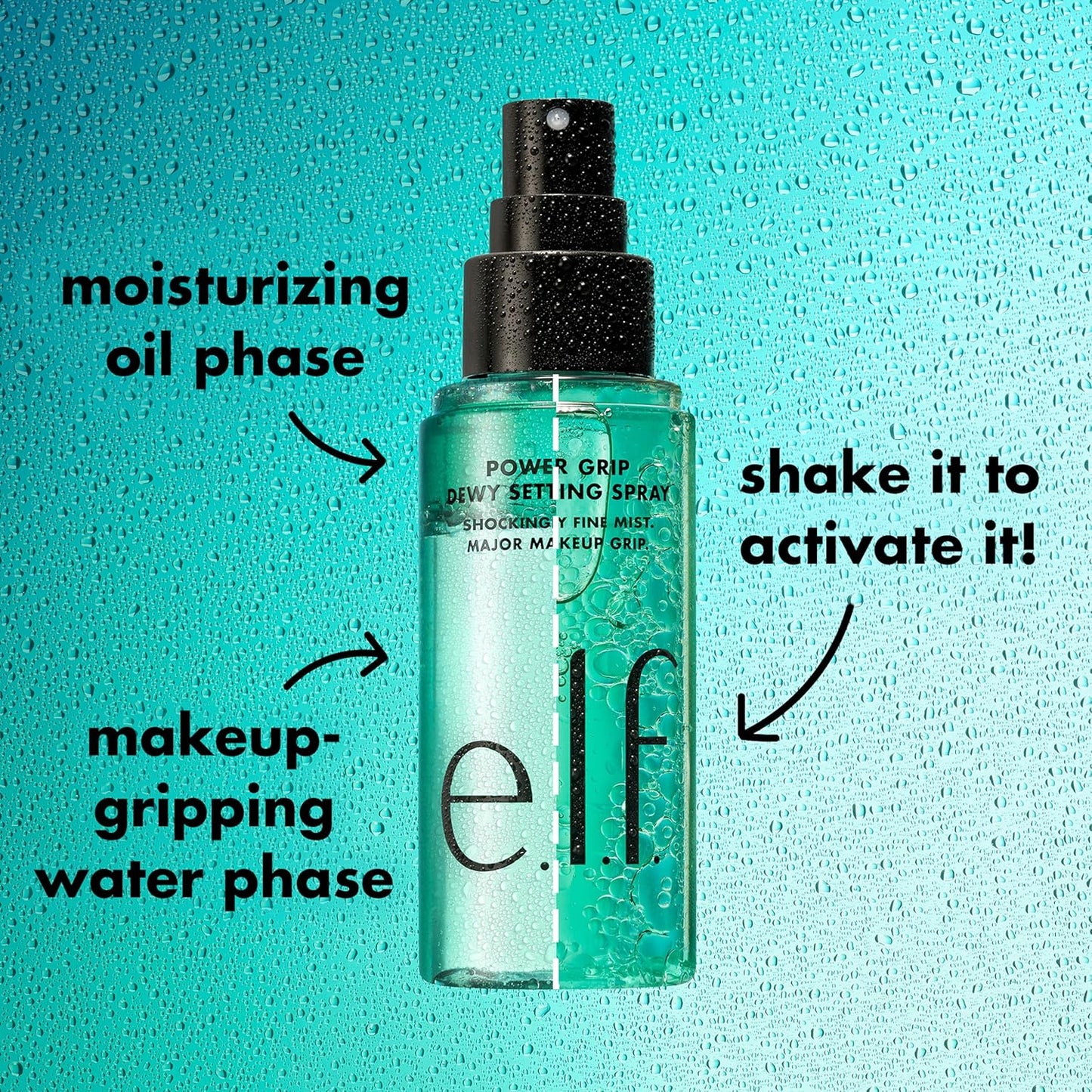 E.L.F. Power Grip Dewy Setting Spray, Ultrafeine & Langanhaltende Formel, Fixiert Das Make-Up Für Ein Hydratisiertes, Dewy Finish, Vegan & Tierversuchsfrei