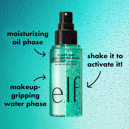 E.L.F. Power Grip Dewy Setting Spray, Ultrafeine & Langanhaltende Formel, Fixiert Das Make-Up Für Ein Hydratisiertes, Dewy Finish, Vegan & Tierversuchsfrei