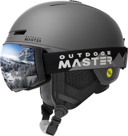 Outdoormaster MIPS Skihelm & PRO Skibrille Set - Verstellbarer Snowboardhelm für Männer, Frauen & Junioren