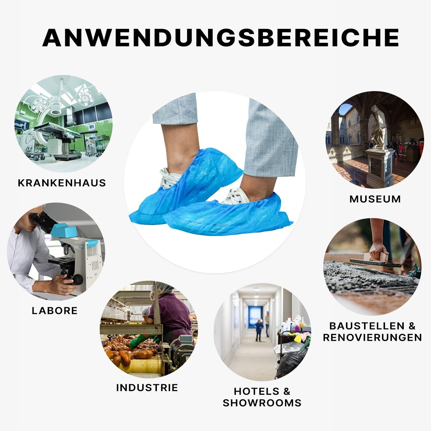 ARNOMED Einweg Schuhüberzieher - 200 Stück | Wasserdichte CPE Überschuhe, Latexfrei - Ideale Schuhschutz für Baustellen und Regen