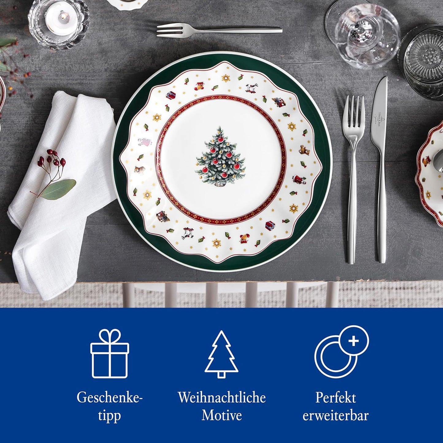 Villeroy & Boch – Toy'S Delight Frühstücksteller Weihnachten 24 Cm, Mikrowellensicher, Geschirr Weihnachten, Weihnachtsteller, Keksteller, Weihnachtsporzellan, Weihnachtsgeschirr, Premium Porzellan