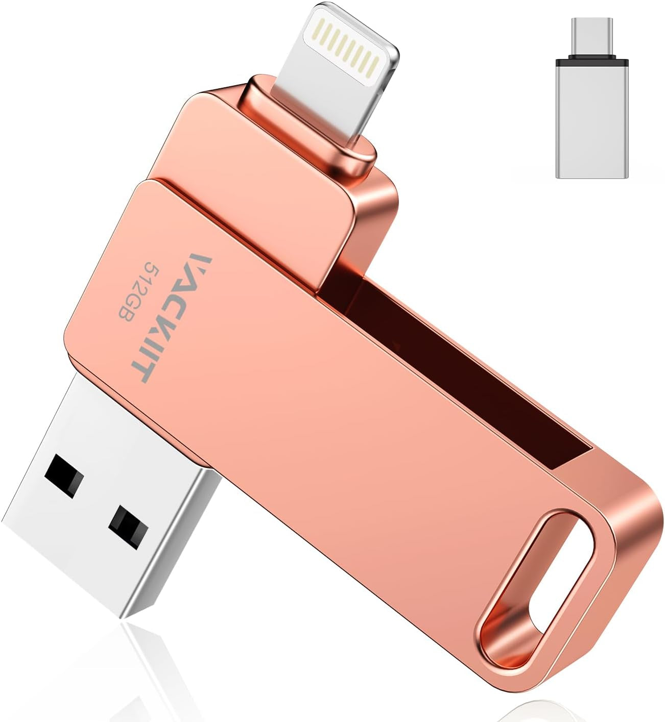 Vackiit 512GB MFI Certified USB Stick for iPhone & iPad - Lightning & USB 3.0 Compatible Photo Storage & Memory Expansion for Android and PC