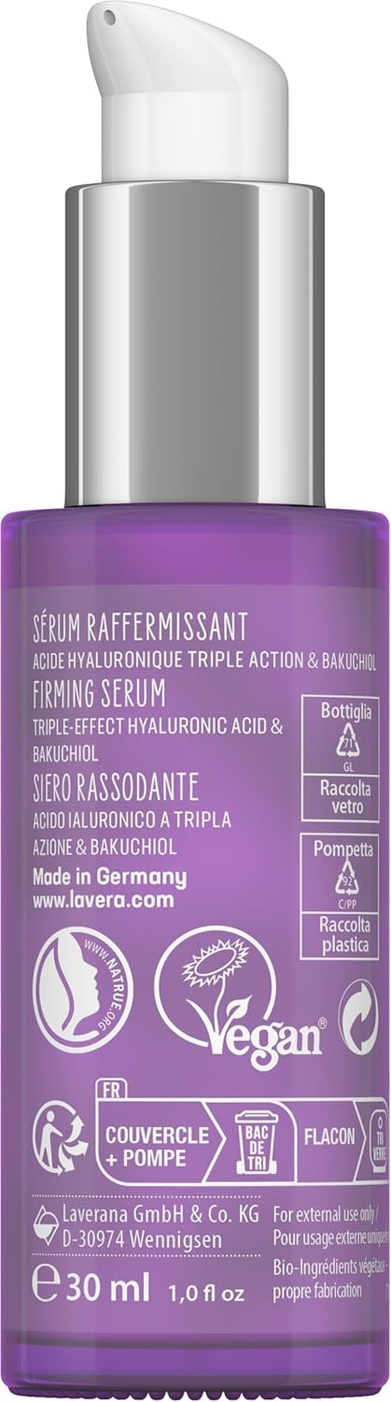 Lavera Straffendes Serum - Vegan - Naturkosmetik - 3-Fach-Hyaluron & Und Dem Power-Wirkstoff Bakuchiol - Ohne Nanopartikel - Ohne Alkohol - Feuchtigkeit Und Pflege - 30 Ml (1 Stück)
