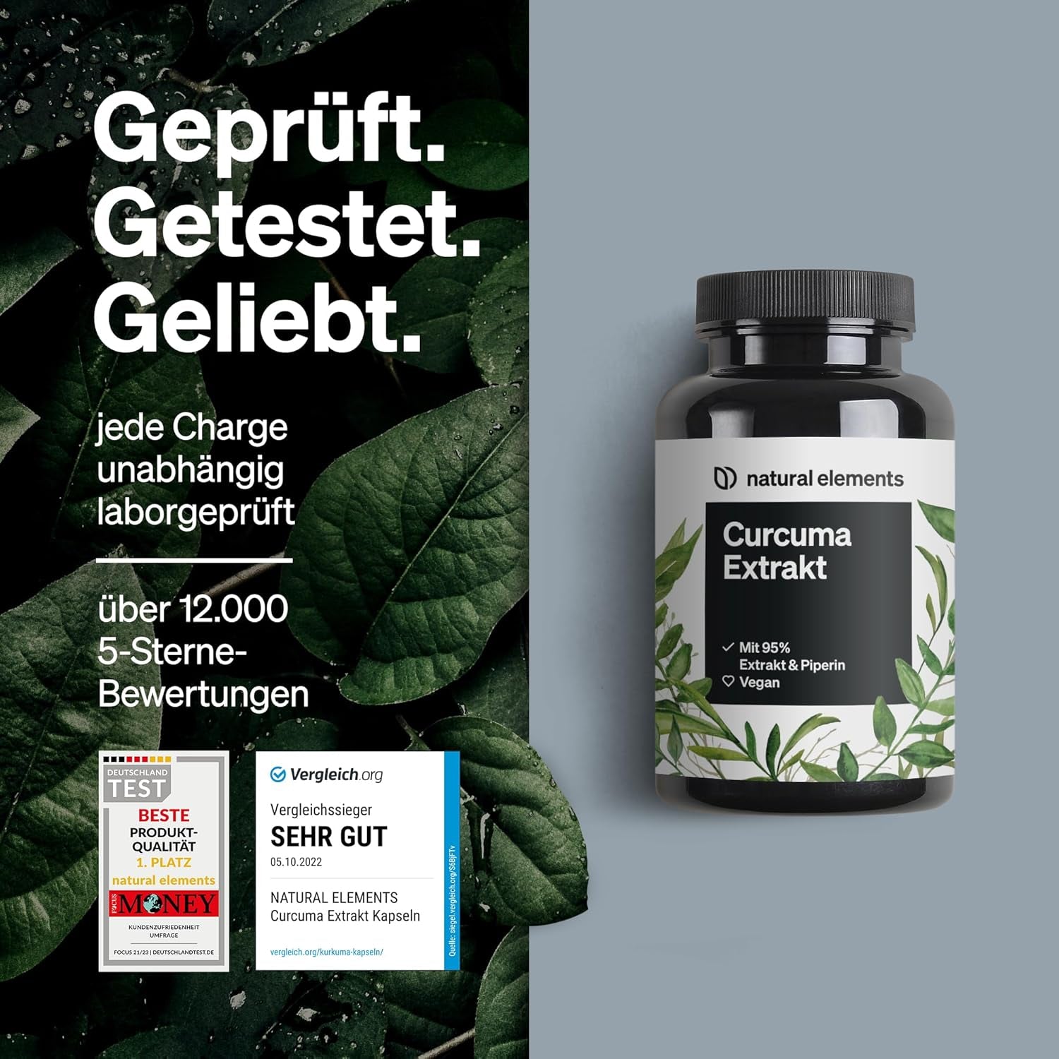 Curcuma Extrakt – Hochdosiert: Curcumingehalt EINER Kapsel Entspricht 10.000Mg Kurkuma – Hochdosiert Aus 95% Extrakt – 90 Kapseln – Laborgeprüft, Vegan Und in Deutschland Produziert