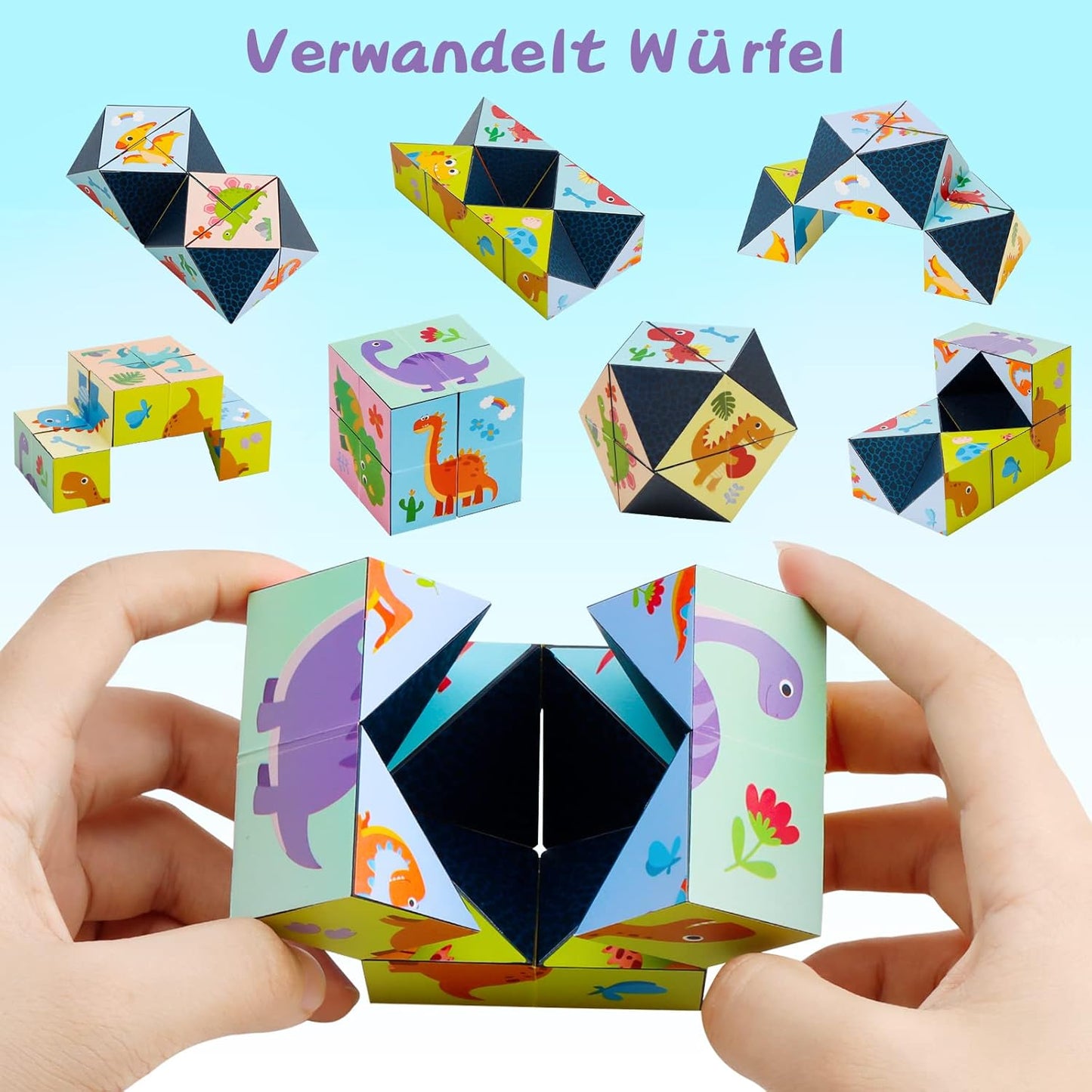 3D Zauberwürfel Set - Star Cube Puzzle für Kinder & Erwachsene im Wald, Dinosaurier & Meereskreaturen Design (3er Pack)