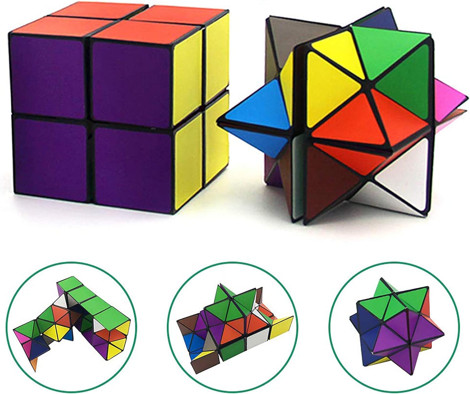 3D Zauberwürfel Set - Star Cube Puzzle für Kinder & Erwachsene im Wald, Dinosaurier & Meereskreaturen Design (3er Pack)