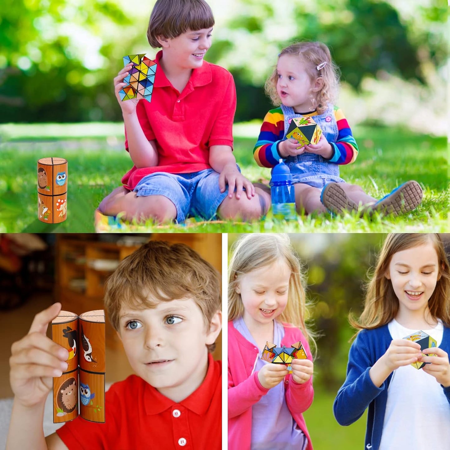 3D Zauberwürfel Set - Star Cube Puzzle für Kinder & Erwachsene im Wald, Dinosaurier & Meereskreaturen Design (3er Pack)