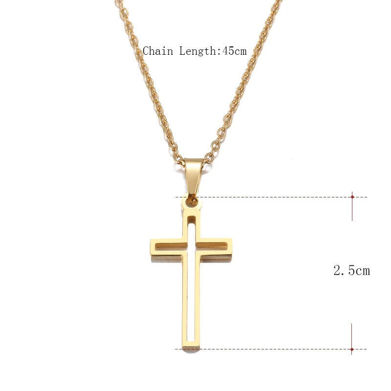 Edelstahl Kreuz Kruzifix Anhänger Halskette Gold Schmuck Damen Herren Kette