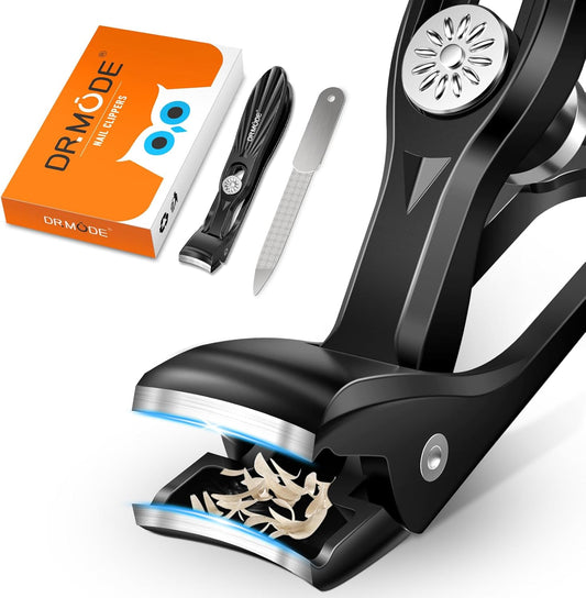 Winkelkopf Nagelknipser Für Dicke Nägel - DRMODE Ergonomischer Nagelzwicker Mit Wide Kieferöffnung,Premium Stahl Groß Nagelknipser Fußnägel Mit Auffangbehälter Scharf Nail Clipper Für Männer
