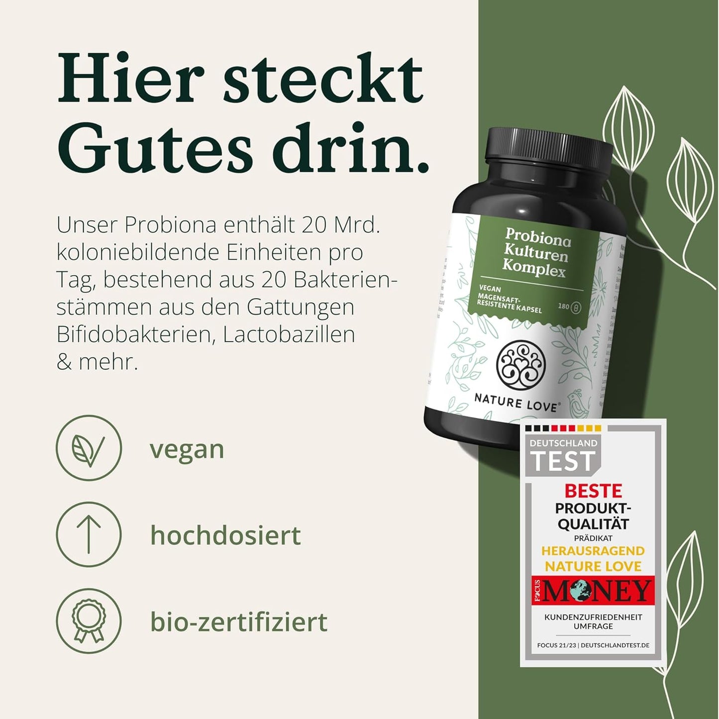 Probiona Komplex - Die Wichtigsten Bakterienstämme Für Deine Darmflora - 300 Mrd. Kbe/G - Magensaftresistent & Vegan - Mit Lactobacillus & Bifidobakterien, Hochdosierte 20 Mrd Kbe/Tagesdosis, 3 Monate