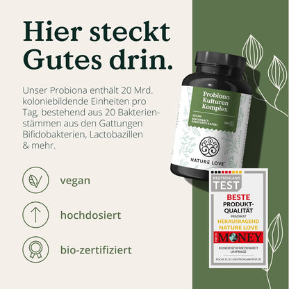 Probiona Komplex - Die Wichtigsten Bakterienstämme Für Deine Darmflora - 300 Mrd. Kbe/G - Magensaftresistent & Vegan - Mit Lactobacillus & Bifidobakterien, Hochdosierte 20 Mrd Kbe/Tagesdosis, 3 Monate
