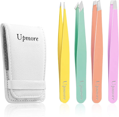 4X Pinzette Set Edelstahl - Farbig Augenbrauenpinzette Set Schere Pinzette, Gerade Schräge Spitze Zupfpinzette Splitterpinzette Spitzpinzette Für Frauen Und Männer
