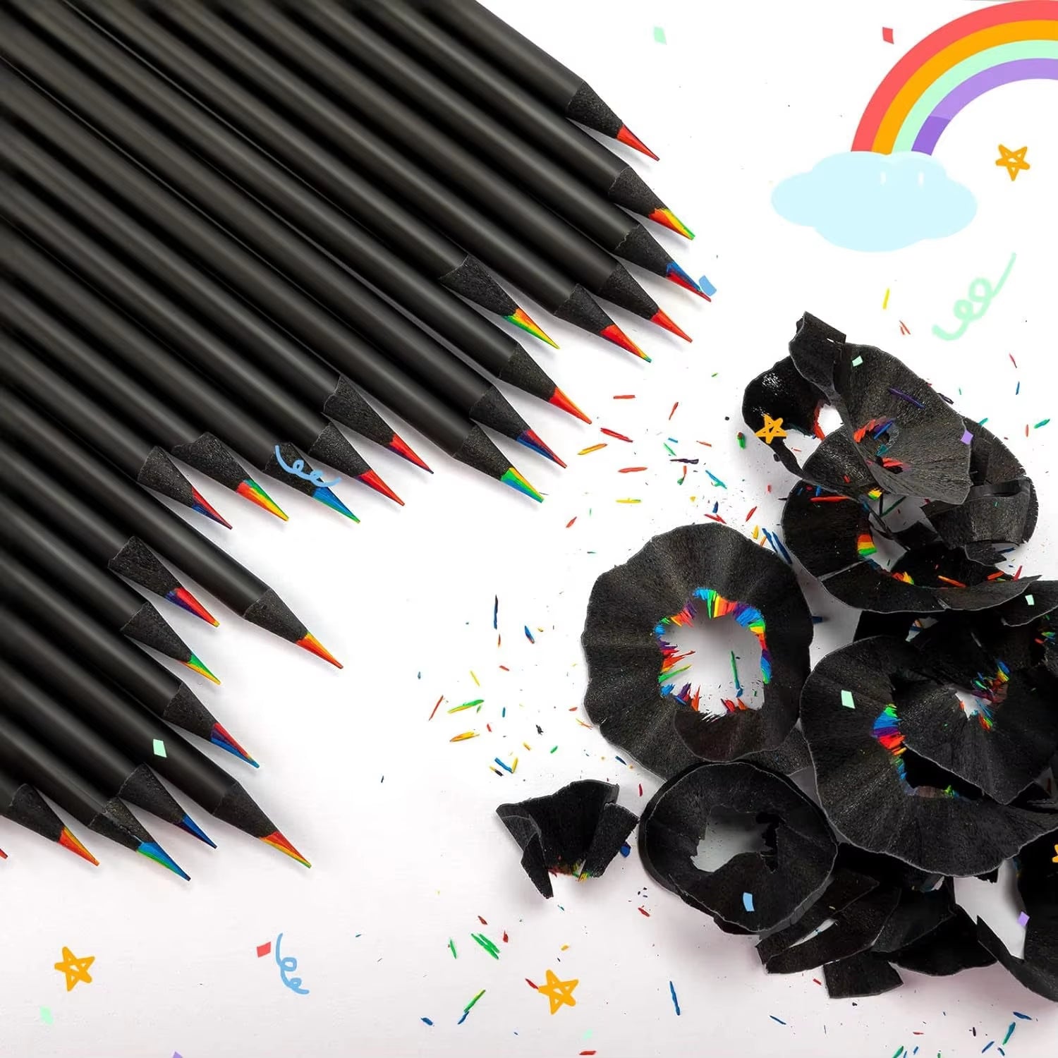 Rainbow Color Pencils for Kids, Concentric Gradient Crayons, Art Painting, Drawing Stationery, 10 Pcs/Set, 7 Colors, Kawaii