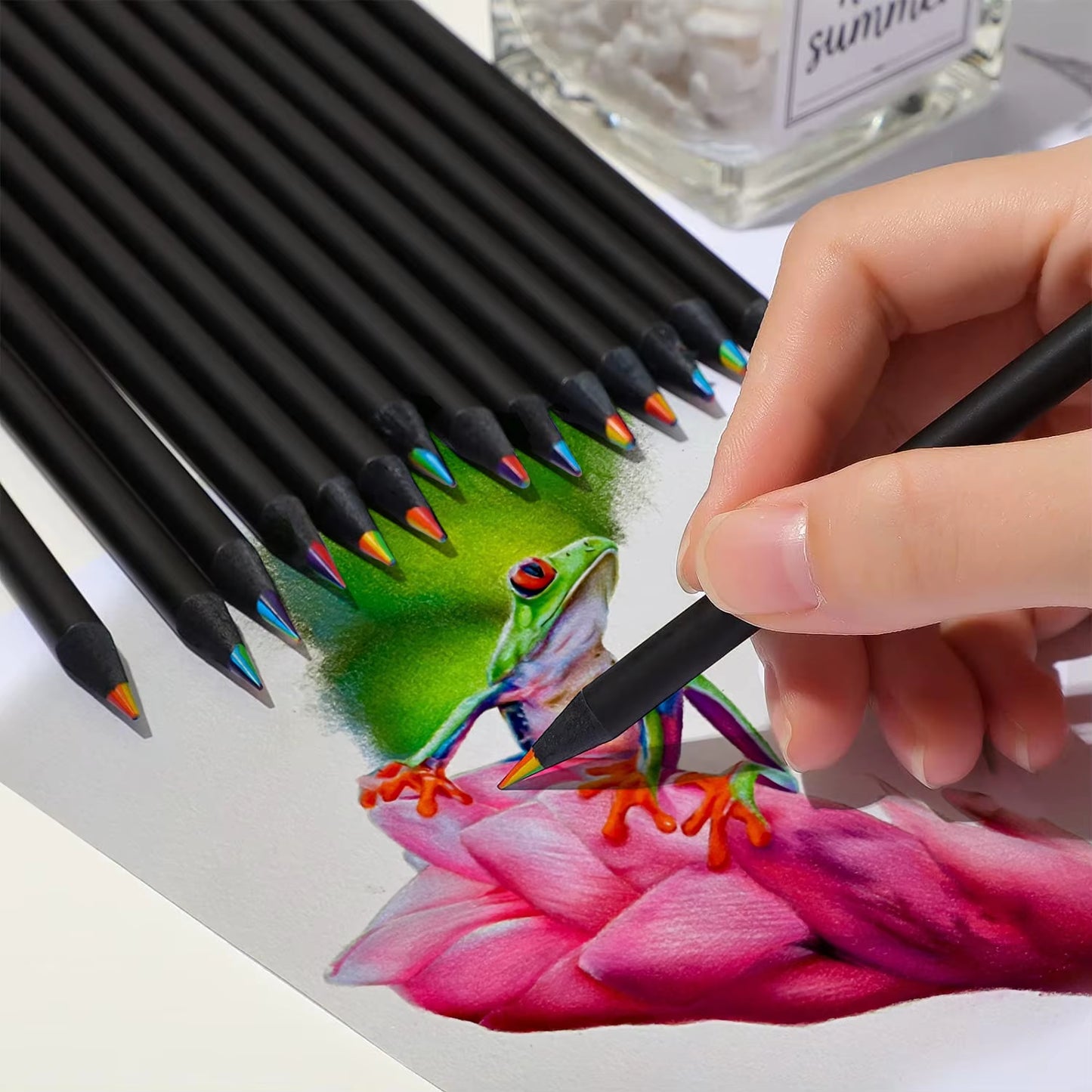 Rainbow Color Pencils for Kids, Concentric Gradient Crayons, Art Painting, Drawing Stationery, 10 Pcs/Set, 7 Colors, Kawaii