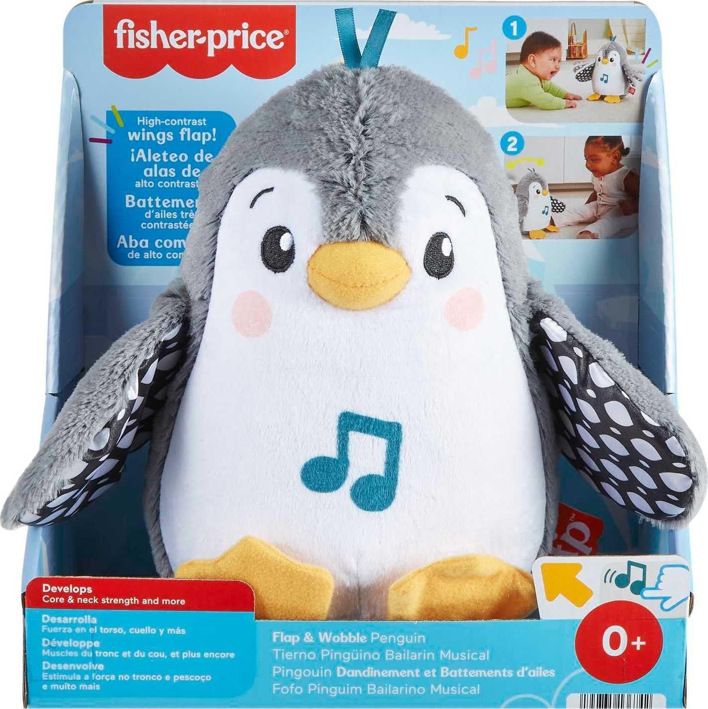 FISHER-PRICE Wackelnder Pinguin - Plüschspielzeug Für Babys Zum Spielen in Bauchlage Mit Musik Und Wackelnden Bewegungen, Fördert Seh-, Tast- Und Hörsinn, Für Babys Ab Geburt, HNC10