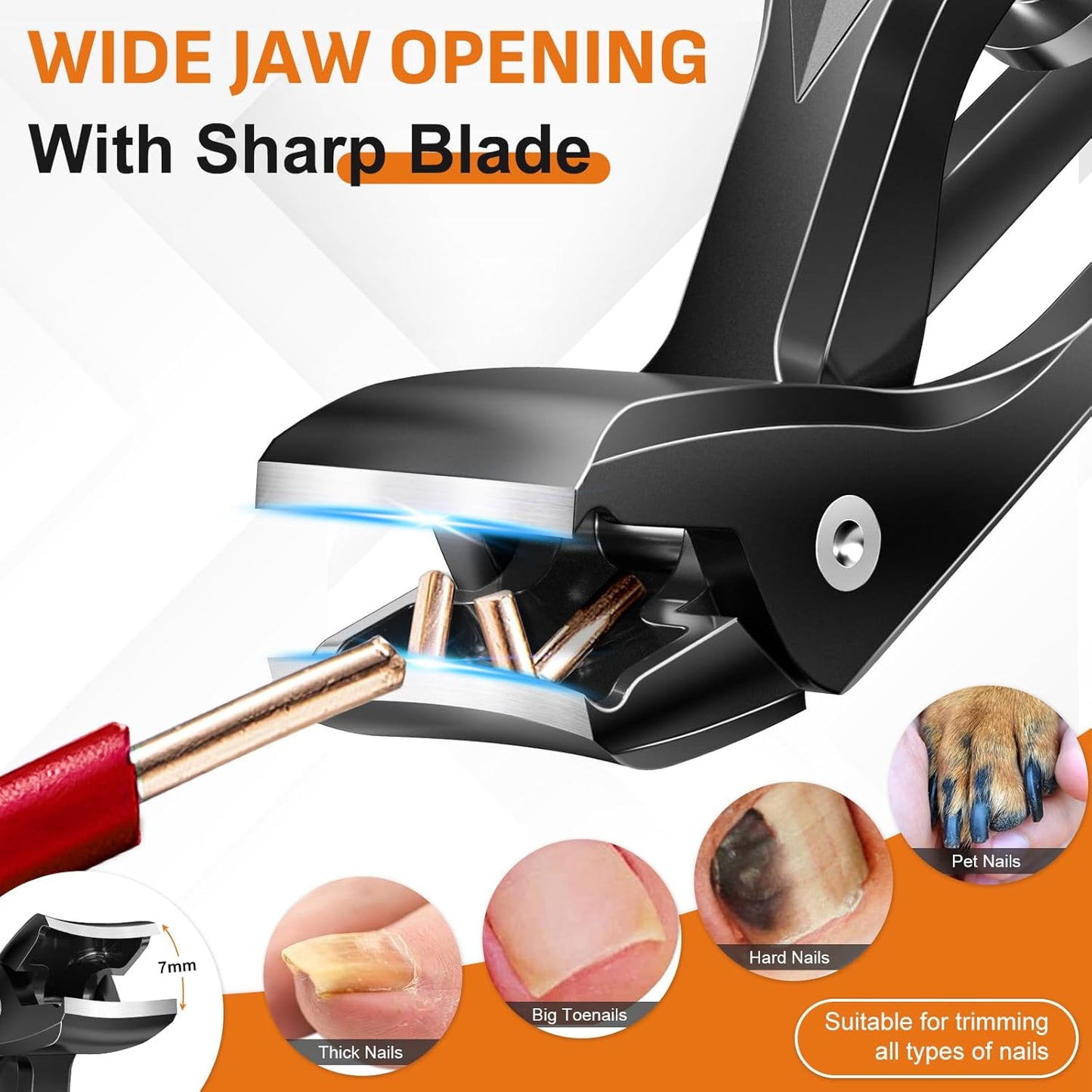 Winkelkopf Nagelknipser Für Dicke Nägel - DRMODE Ergonomischer Nagelzwicker Mit Wide Kieferöffnung,Premium Stahl Groß Nagelknipser Fußnägel Mit Auffangbehälter Scharf Nail Clipper Für Männer