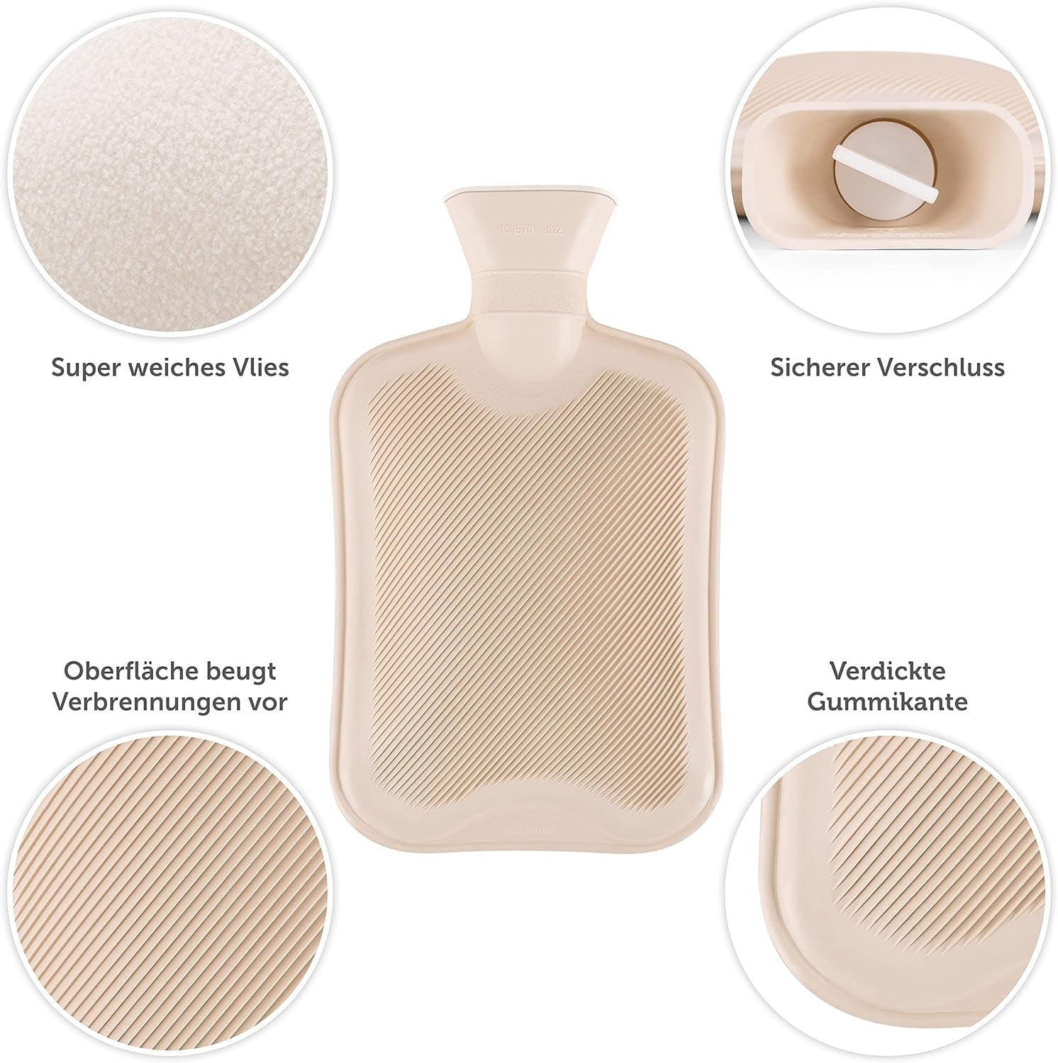 Indulge in Comfort: Luxurious Leak-Proof Blumtal Premium Hot Water Bottle with Plush Polar Fleece Cover - Elegant White Design