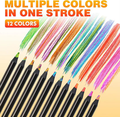 Rainbow Color Pencils for Kids, Concentric Gradient Crayons, Art Painting, Drawing Stationery, 10 Pcs/Set, 7 Colors, Kawaii
